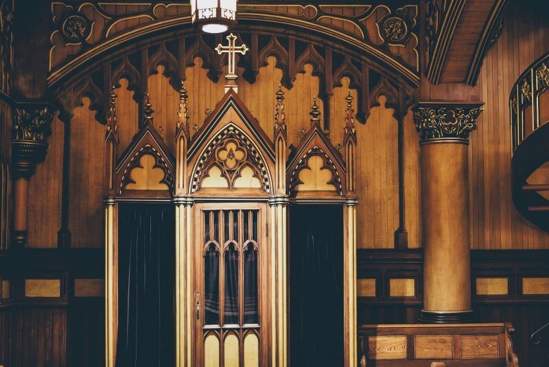 A confessional booth in Notre-Dame Basilica in Montréal, Canada