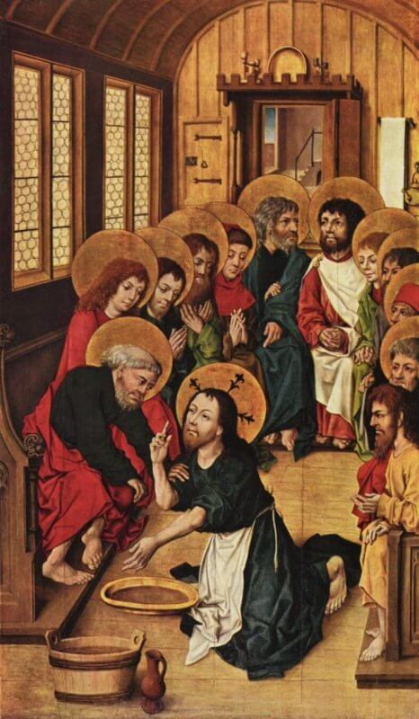 “Christ Washing the Feet of the Apostles” by Master of the Amsterdam Cabinet