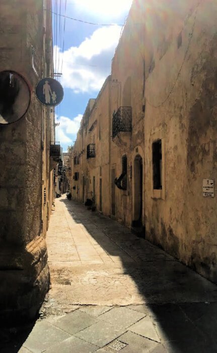 A curving street in Rabat, Malta.