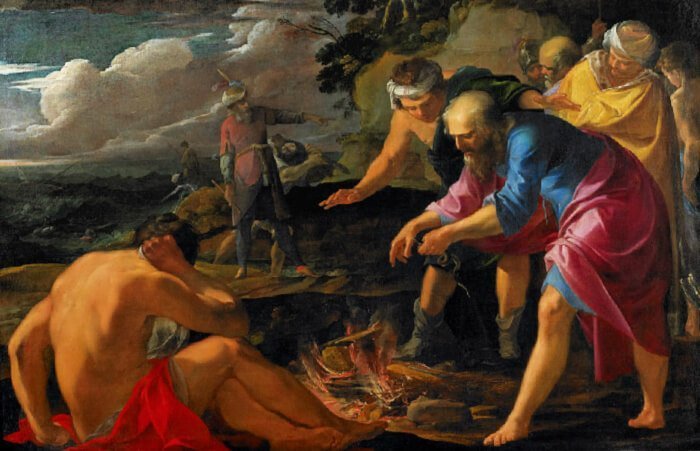“Saint Paul Shipwrecked on Malta” painted by Laurent de La Hyre in 1630AD.
