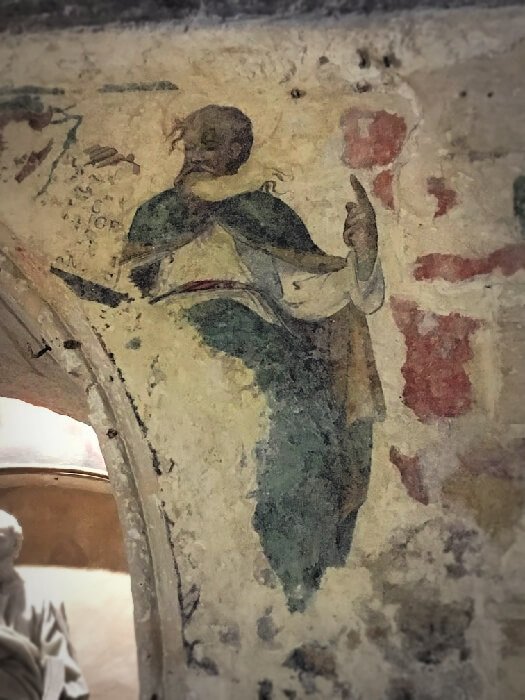 A fresco of St. Paul inside St. Paul's grotto in Malta.