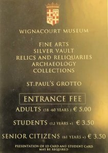 Wignacourt Museum entrance fees