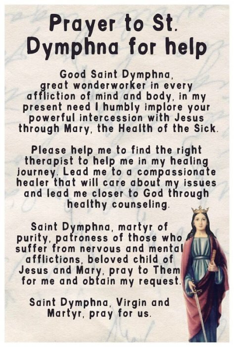 A prayer to Saint Dymphna for help in finding a therapist